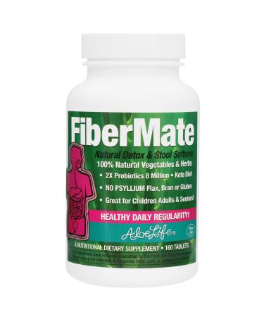 Aloe Life - FiberMate Tablets Body Detox & Stool Softener Vegetables & Herbs Gentle Irregularity Relief Safe Digestive Support No Psyllium or Bran Gluten- & Dairy-Free (160 Tablets)