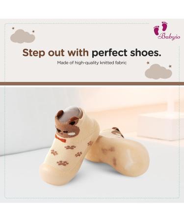 Babyio Baby Sock Shoe - Anti-Slip First Walking Toddler Shoes - Brown 12-18 Months - Buy Online on GoSupps.com