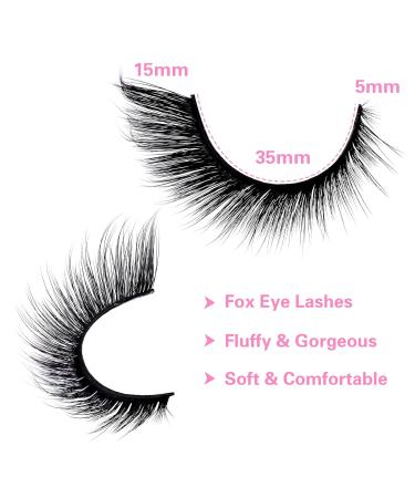 Fuchs Cat Eye Eyelashes - 5 Pairs | Natural L Curl Effect | 7-13mm Dense & Whispering Fox Eye Lashes - Buy Online on GoSupps.com