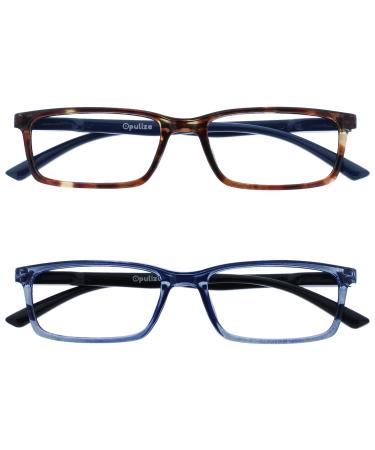 Opulize sea glasses Blue light filter narrow frame spring hinges improve the sleep computer glasses gaming reflective men B9 +3.00 diopters brown / blue