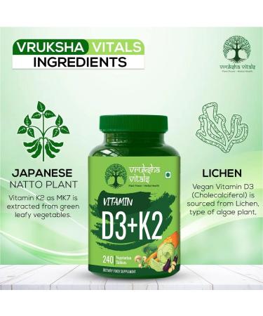 Kavir VIT D3 & K2 100% RDA 120 (+120 Extra) 240 Tablets - for Adults & Kids - Plant Based Vitamin D3 600 IU & Vitamin K2 as MK7 55 mcg Vitamin D & VIT K Vegan Tablets/Capsules Supplement - Buy Online on GoSupps.com