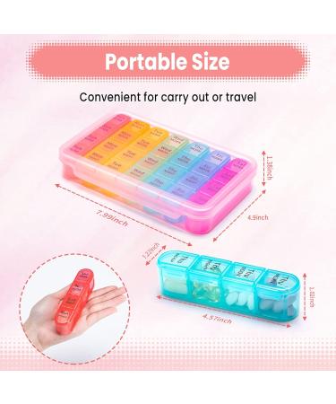 Pill Box 4 Times a Day 7 Days Pill Organiser Box with 28 Compartments Weekly Pill Case for Morning Noon Evening and Bed Time (Pink) - Buy Online on GoSupps.com