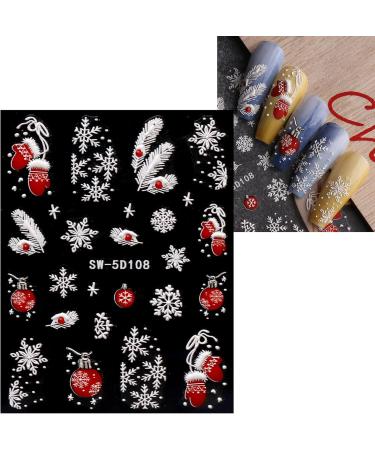 3D Christmas Nail Stickers 6 Sheets 5D Self-Adhesive Embossed Nail Decal Elk Snowflakes Nail Art Decoration Design Supplie - Buy Online on GoSupps.com
