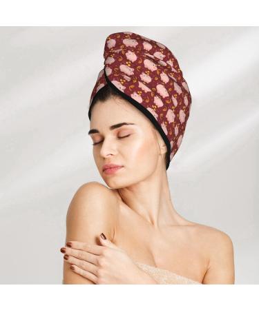 Cute Pig Microfiber Hair Towel | Super Absorbent Coral Velvet Wrap for Long Curly & Thick Hair - Quick Dry Hair Cap for Women - Buy Online on GoSupps.com
