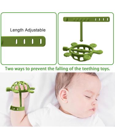 Bite Ring for Babies - BPA-Free Silicone & Natural Rubber Teething Toys - Non-Dropping Design Turtle Shape - 2 Pack (Green & Blue) for 0-12 Months - Buy Online on GoSupps.com