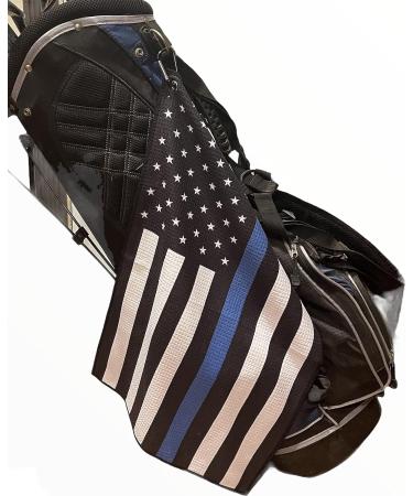 PakedDeals Thin Blue Line Flag Microfiber Golf Bag Towel 22.5 X 15 - Velour Waffle Pattern, Grommet, Carabiner - Buy Online on GoSupps.com