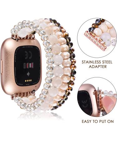 CAGOS Handmade Beaded Bracelet Straps for Fitbit Versa 2 - Pink/Copper - Buy Online on GoSupps.com