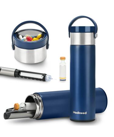 Medineed Medicine Travel Cooler Insulin Pen Cooler Diabetic Travel Case 60H 3 Pens Diabetic Medicine Cooling Bag Medicine Cooler Box TSA Approved Epipen Carry Case with Ice Pack(Navy)