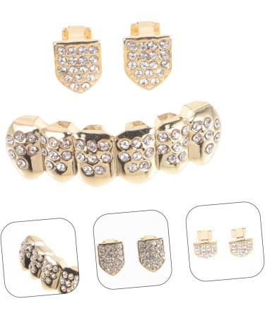 Minkissy Hip-Hop Fangs Set - Funny Golden Braces & Vampire Teeth Accessories for Halloween Party - Adult Grille & Faux Teeth - Buy Online on GoSupps.com