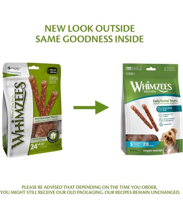 Whimzees by Wellness Veggie-Wurst - Natural Grain-Free Dental Snack for Small Dogs - 28 Count Couch Sticks (2 Pack) - Buy Online on GoSupps.com