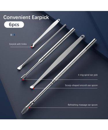 6-Piece Stainless Steel Double Head Spiral Ear Wax Removal Tool Set - Adult Ear Pick Health Care Kit - Brown - Buy Online on GoSupps.com