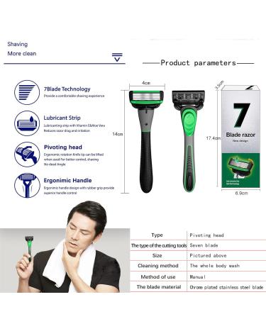 Premium Shaving Set with 7 Interchangeable Heads | Non-Slip Grip | Suitable for All Skin Types - International Shipping Available - Buy Online on GoSupps.com