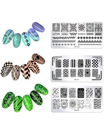 3pcs Nail Art Stamp Templates Kit | Maleicure Stencil & Scraper Tools - OM-D10 OM-D11 OM-D12 | International Shipping Available - Buy Online on GoSupps.com