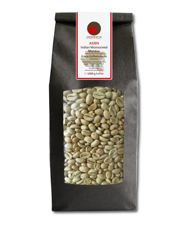 Caf vert Indian Monsooned Malabar (grains de caf vert brut 1000g) - Certifi GMP 1 kg (Lot de 1)