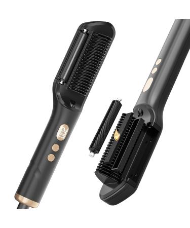 DAILYLIFE Hair Straightener Brush Oil-Infused Hair Straightener Comb for Women Ionic Heat Brush Straightener with Digital Display Dual Voltage 9 Temperature Settings