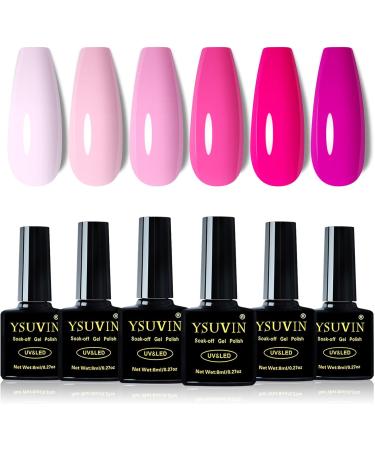 Yueshop Pink Series Gel Nail Polish Kit - 6 Colors Set for Long-Lasting Nail Art - Neon Pink, Light Pink, Hot Pink, Cream Pink, Purple - UV/LED Soak Off Varnish for Spring/Summer - Buy Online on GoSupps.com