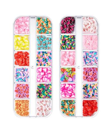 Love Nail Charms 2 Boxes Love Heart Nail Art Slices 3D Nail Art Stickers DIY Polymer Clay Slice Charm for DIY Crafts Nail Art Cellphone Decoration Manicure Tool Nail Charms Nail Art Studs