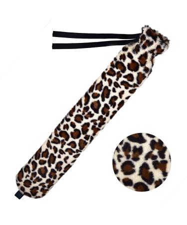 Long Hot Water Bottle 2L Natural Rubber Hot Water Bottle with Cover and Wearable Strap 72cm Body Bottle for Thermotherapy Period Belly Back Neck Legs Bed Warmer Leopard Print