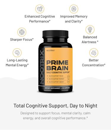 Nootrix Prime Brain Nootropic Supplement | Supports Memory Mental Focus Cognitive Health & Energy | Promotes Healthy Mood & Brain Function | Ginkgo Biloba Lion's Mane & L Theanine | 180 Capsules 180 Count (Pack of 2) - Buy Online on GoSupps.com