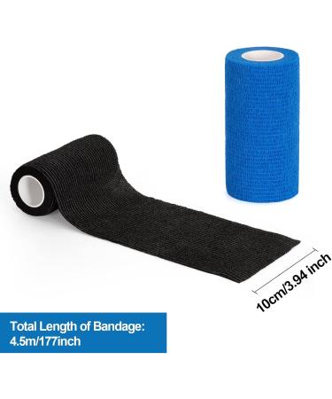 12 Roll Self-Adhesive Cohesive Bandage - 10cm Elastic Wrap for Pets & Humans - Ideal for Fingers Hands Horses & Dogs (Black) - Buy Online on GoSupps.com
