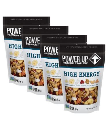 Power Up High Energy Trail Mix By Gourmet Nut Walnuts Banana Chips Cashews Coconut Cranberries & Papaya Mix - Keto & Paleo Friendly Snacks - Non GMO Vegan Gluten Free Kosher 8oz Bags Pack of 4 High Energy 8 Ounce (Pack of 4)