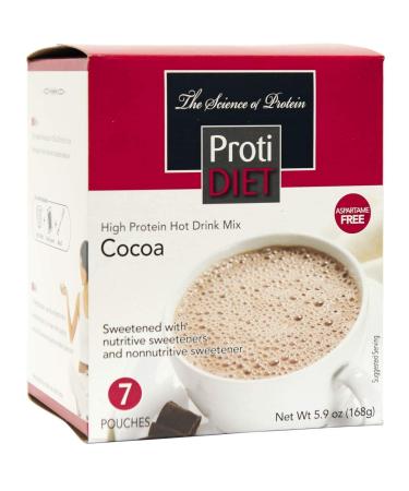ProtiDiet High Protein Hot Cocoa | Weight Loss Meal Replacement Appetite Suppressant Beverage | Low Fat Low Carb Low Sugar | 7 Pack