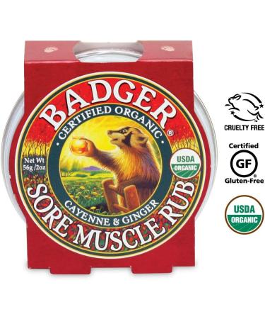 Badger Organic Sore Muscle Rub with Cayenne & Ginger - 2 oz for Pain Relief - Buy Online on GoSupps.com