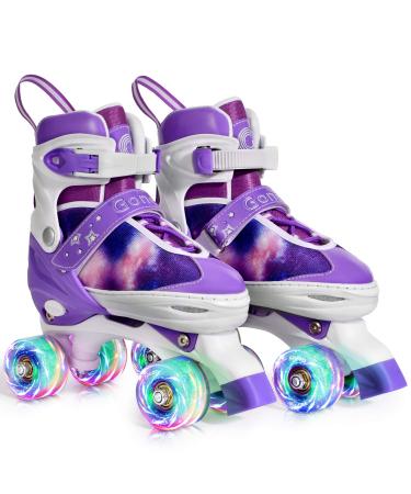 Gonex Roller Skates for Girls Kids Boys Women with Light up Wheels and Adjustable Sizes for Indoor Outdoor A-Purple L-Youth (4Y-7Y/ 9.4Inch-10.4Inch) - Buy Online on GoSupps.com