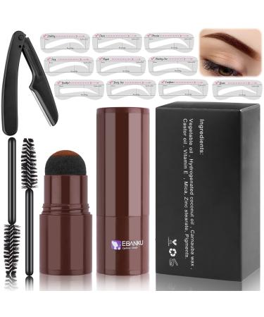 Ebanku brow-powder-template set waterproof makeup brow powder stencils reusable makeup brow powder make-up tools for women gifts for women (Brun Clair)