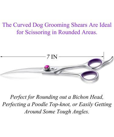 Professional Dog Grooming Scissors Shears - 7 Inch Rainbow Pet Hair Cutting Shears Japanese Stainless Steel Straight & Curved Blades for Cats & Dogs - Buy Online on GoSupps.com
