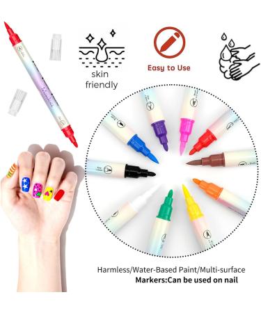 Nail polish markers set of 12 water-based colors quick-drying dual-tip nail polish pens - for women and girls gel manicure dotting drawing and painting - Buy Online on GoSupps.com