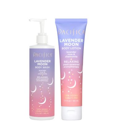 Pacifica Beauty Lavender Moon Body Wash + Moisturizing Lotion Antioxidants + Hyaluronic Acid for Soft Smooth & Hydrated Skin Relaxing Aromatherapy 100% Vegan & Cruelty Free 2 Count