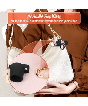 Desing Wish Silicone Lip Balm Holder with Cap Cover Chapstick Holder Keychain Sleeve Portable Lip Balm Key Chain with Key Ring and Wrist Strap Lanyard - Black - Buy Online on GoSupps.com