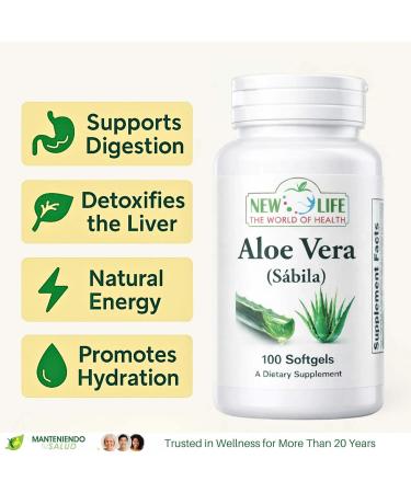 New Life Aloe Vera Digestive Support Herbal Supplement 100 Softgels - Buy Online on GoSupps.com
