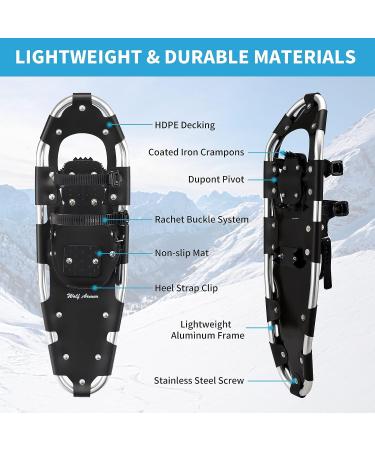 WOLF ARMOR Lightweight Terrain Snowshoes with Trekking Poles - Fully Adjustable Bindings - Includes Carrying Tote Bag - Easy to Wear - Available in Sizes 21-30 - Ideal for Men, Women, and Youth (180-250lbs) - Buy Online on GoSupps.com