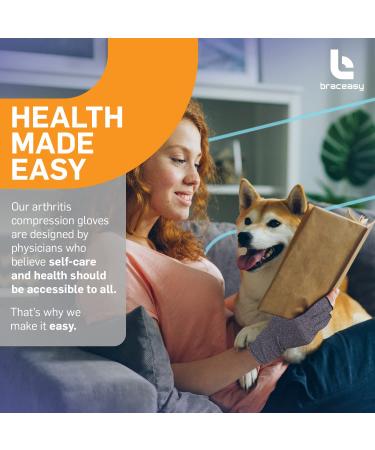 BracEasy Open-Fingertip Compression Gloves for Arthritis - Fingerless Hand Brace for Men & Women - Carpal Tunnel Support - Raynauds Relief - Medium Gray - Buy Online on GoSupps.com