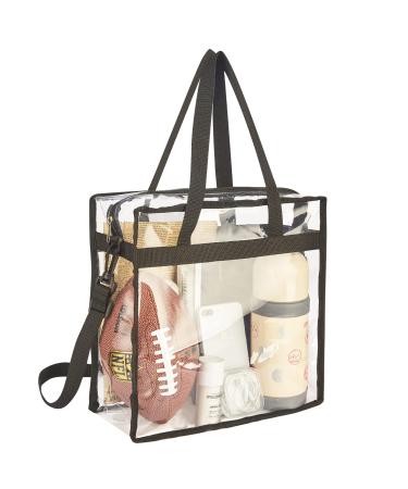Clear Tote Bag Stadium Security Approved, See Through Clear Handbag Purse Bag for Work, Beach, Stadium, Makeup, Cosmetics Black