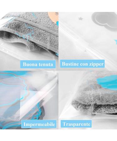 12 Transparent Newborn Hospital Bags with Closure - Perfect Birth Gift Idea 38x25cm (Blue) - Buy Online on GoSupps.com