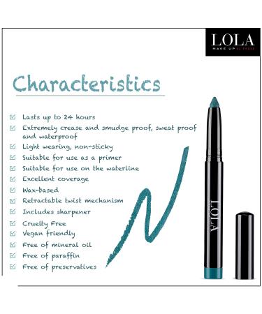 Buy Lola Make-Up 24-Hour Eyelid Shadow No. 3 Emerald Green - Vegan Water & Sweatproof Soft & Creamy Formula - Buy Online on GoSupps.com