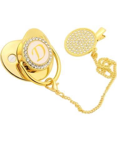 Personalized Golden Baby Pacifier | Safe Curved Design 26 Letters Healthy Bling & Clips for 6-18 Months - Buy Online on GoSupps.com
