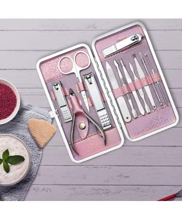Glamne Manicure Pedicure Set Tools Professional Stainless Steel Nail Care Kits with Holographic Travel Case(Pink) - Buy Online on GoSupps.com