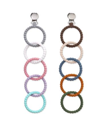 Bite ring baby bite tube baby toothing aid with clip silicone bite ring baby toy bpa-free teeth having accessories natural organic bite ring greifling 2PCs - Buy Online on GoSupps.com
