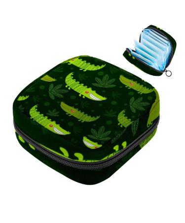 Cute green gator-napkieste-storage bag with crocodile pattern portable menstrual cup with zipper for teenagers girls women women color 3