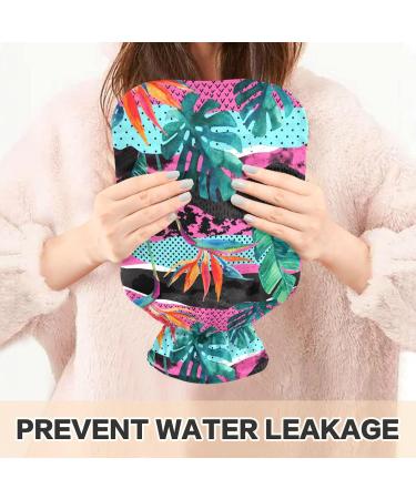 NAANLE 2L Hot Water Bottle with Watercolor Flowers & Palm Leaves - Transparent Heat Therapy Pain Relief for Bed Hands & Feet - Buy Online on GoSupps.com