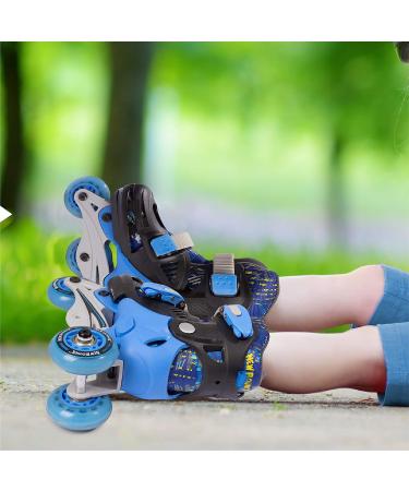 New Bounce Junior Roller Skates EU 24-28/US 8-11 Boys 2-in-1 Tri-Wheel to Inline Skates for Beginners | Blue - Buy Online on GoSupps.com