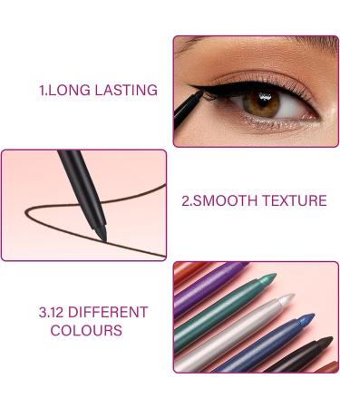 Scnvsi Colorful Liquid Eyeliner 12 Colors Waterproof Liquid Eyeliner Eyeliner Pen Eyeliner Eye Makeup Gift Set for Cosplay - Buy Online on GoSupps.com