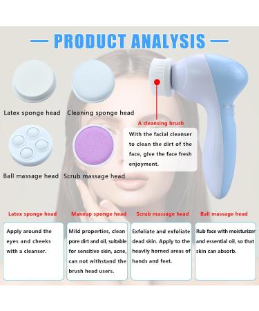 2 Pieces Electric Facial Cleansing Brush: IPX7 Waterproof Face Brush with 4 Brush Heads 360 Deep Cleansing Face Cleansing for Pores Exfoliating and Blackhead Cleansing Blue - Buy Online on GoSupps.com