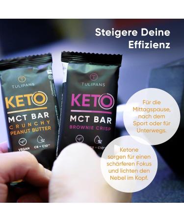 Tulipans Peanut Butter MCT Keto Bar - 12 x 50g | Sugar-Free Low Carb Protein Snack for Ketogenic Diet | Delicious Crunchy Peanut Butter Bar - Buy Online on GoSupps.com