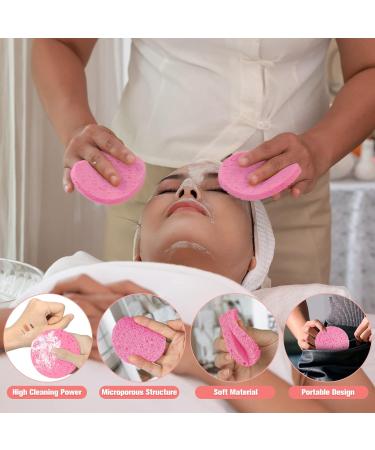 Zocone 70 PCS Natural Wood Pulp Cotton Face Sponges - Reusable Compressed Facial Sponge for Cleansing and Exfoliating - Pink - Buy Online on GoSupps.com