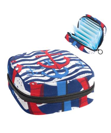 Storage bags for women's bandages menstrual cup for girls travel large capacity make-up women's bandages organizer blue sea life fish pattern color 4 4.7x6.6